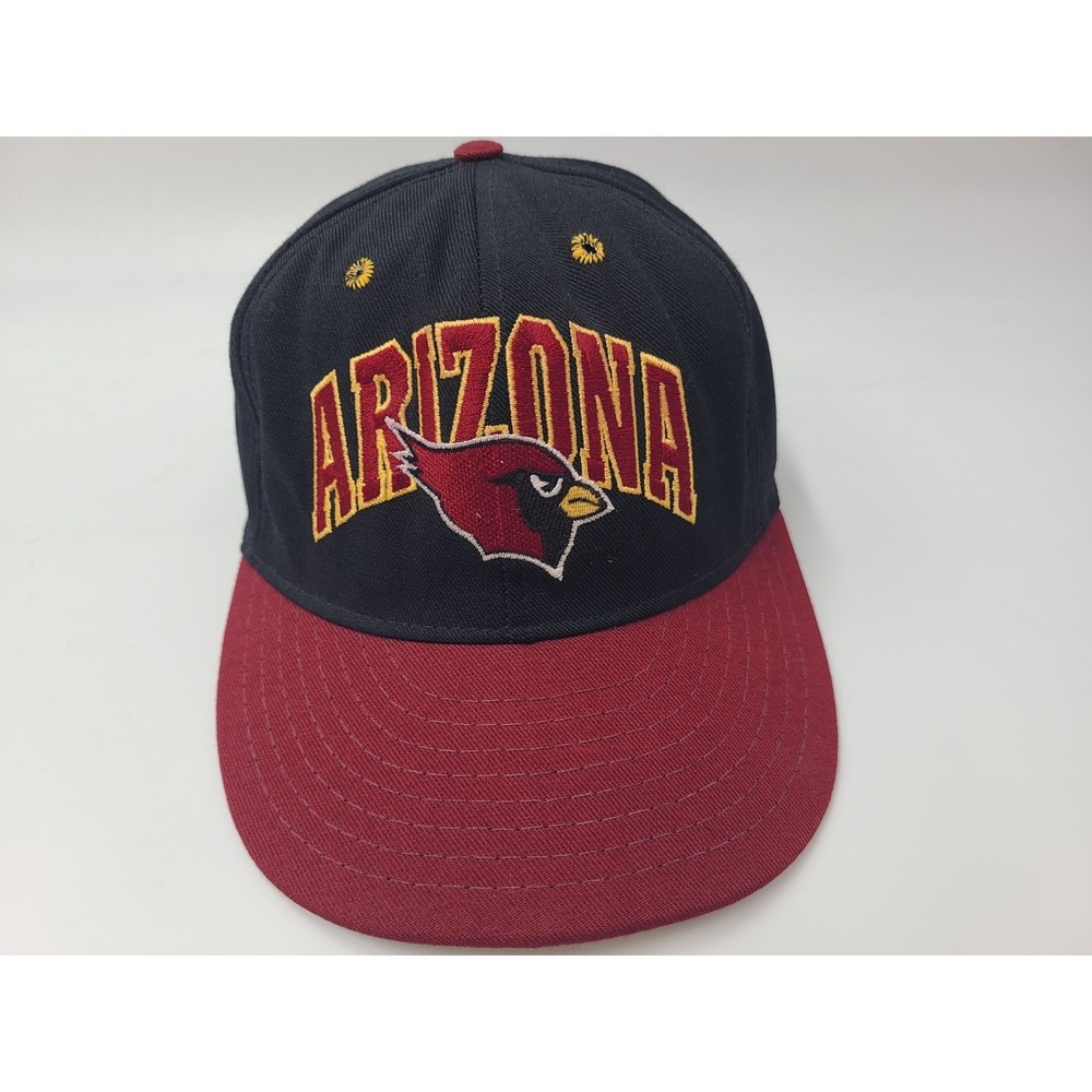Vintage Arizona Cardinals Annco Team NFL‎ Double Logo Fitted 7 1/2 Hat Cap Black